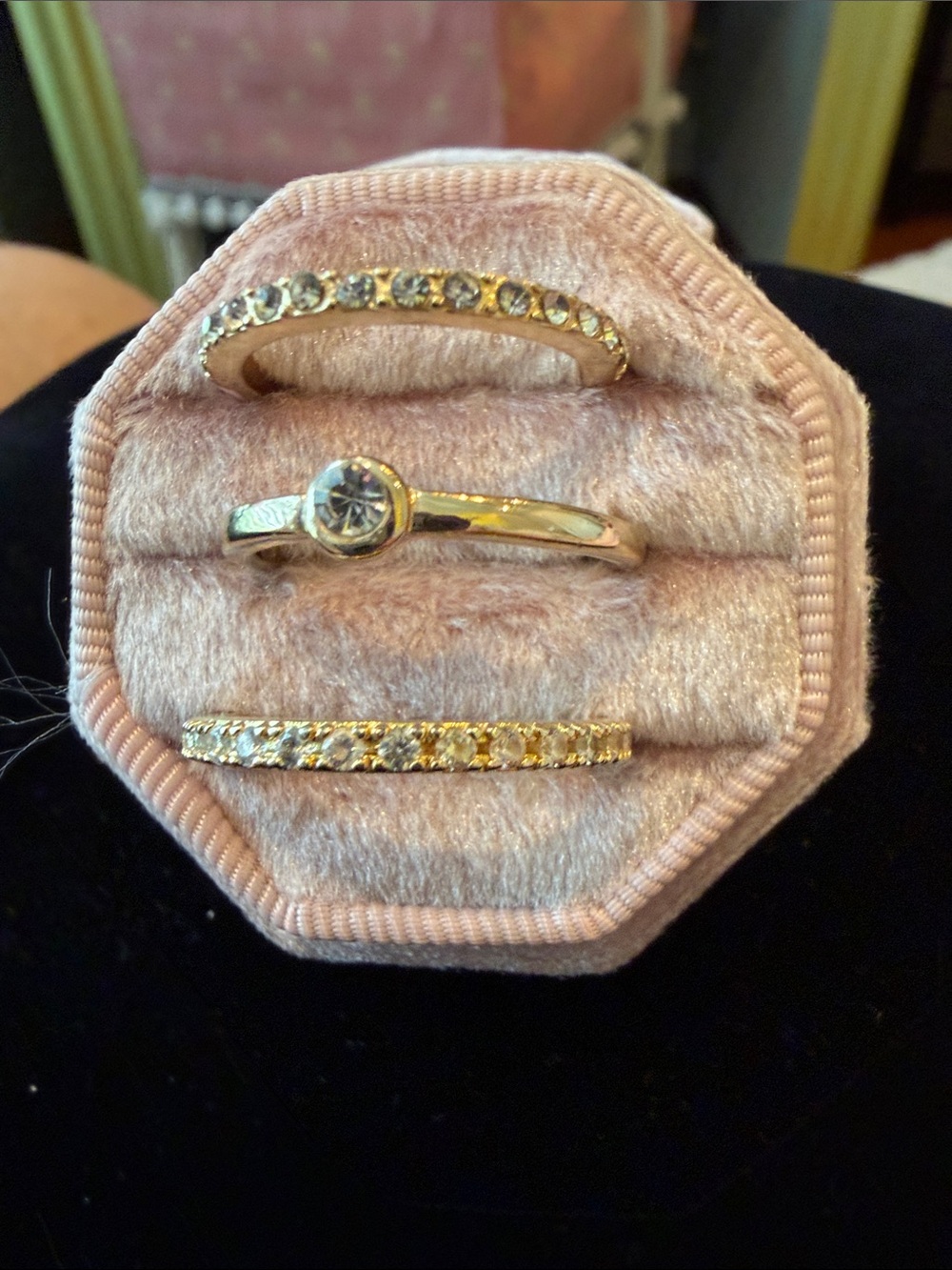 Classic Gold Tone Crystal Ring Set
